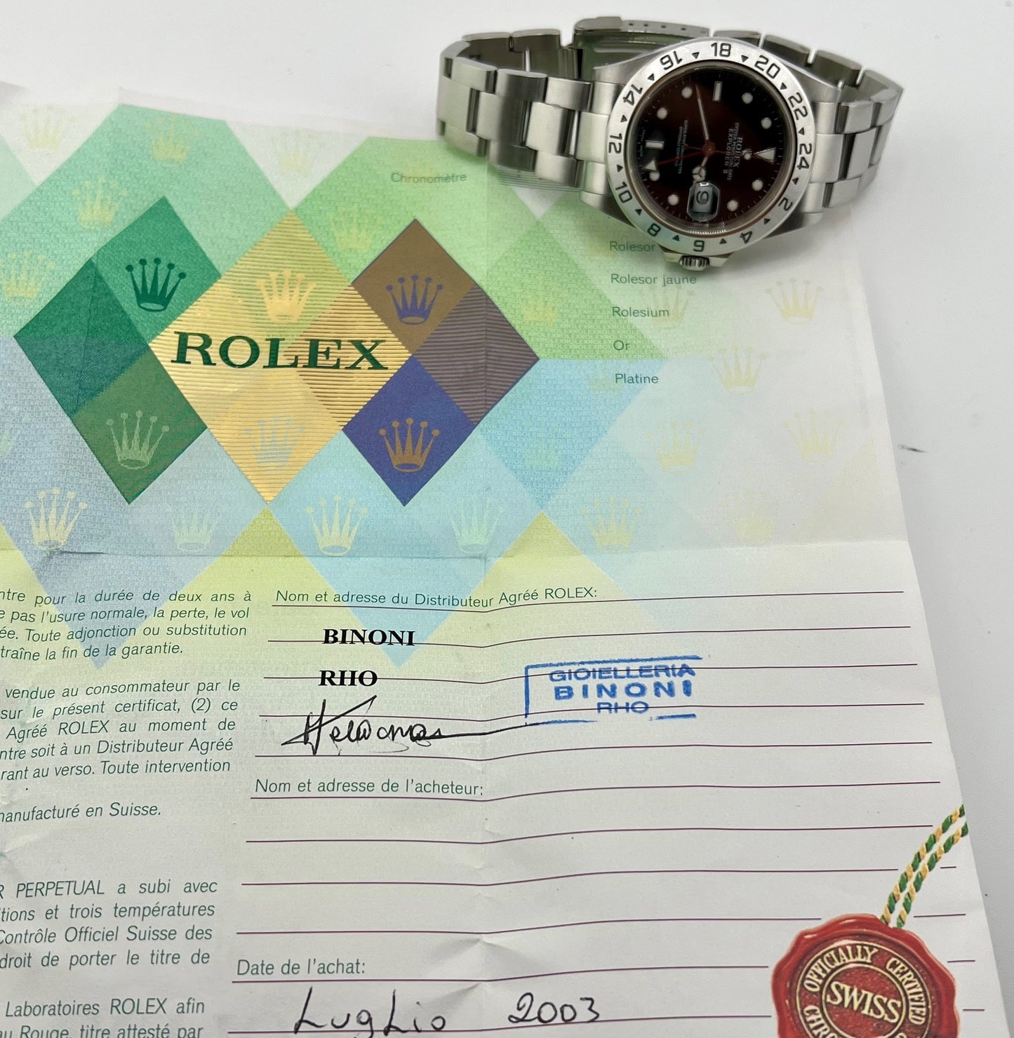Rolex Explorer II 16570 Black Dial SEL 2003 Ita