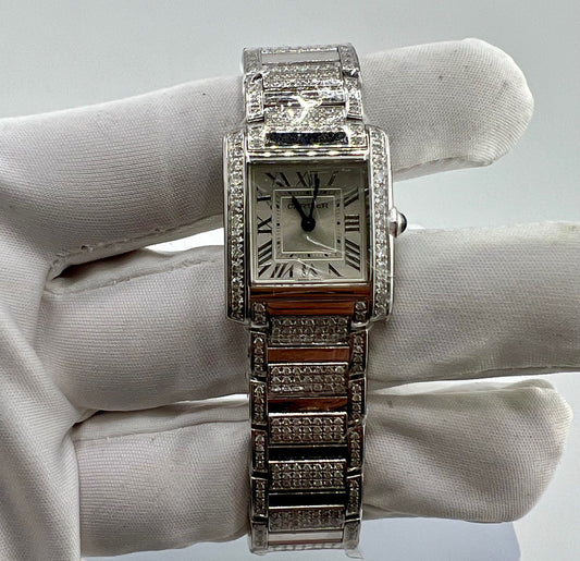 Cartier Tank LAdy Custom Full Diamond WSTA0065 Quartz