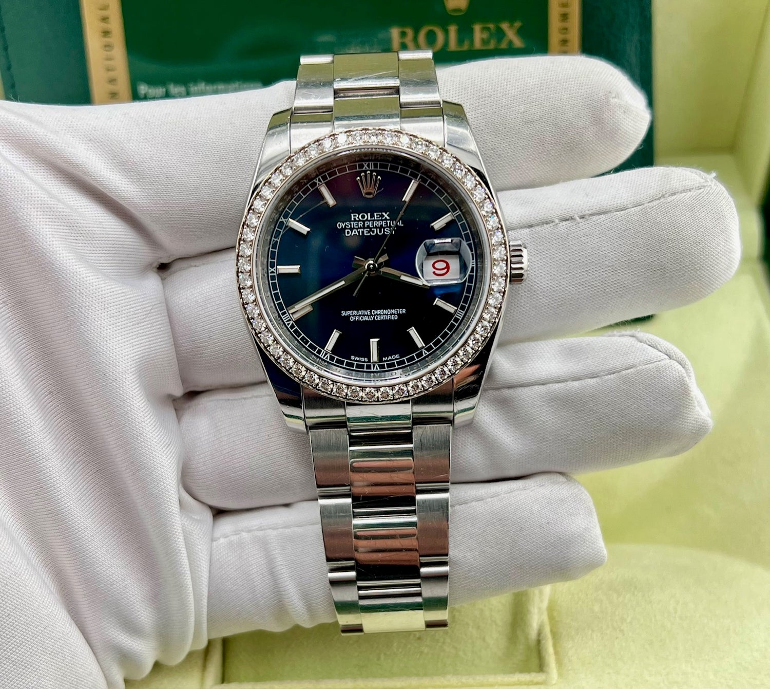 Rolex Datejust 36mm 116244 Factory Diamond Bezel Box&Paper 2014