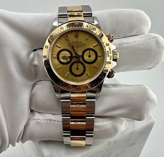 Rolex Daytona 16523 Zenith Champagne Dial Bezel 200 1989 only watch