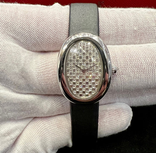 Cartier Baignoire 1955 NOS diamond pavè dial 22mm lady