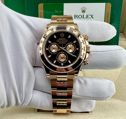 Rolex Daytona 116505 Black Dial Everose 2015 Ita Full Set