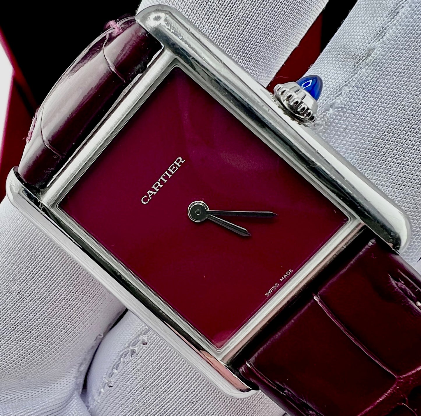 Cartier Tank Must De WSTA0054 Bordeaux Dial 2022 33.7X25.5mm