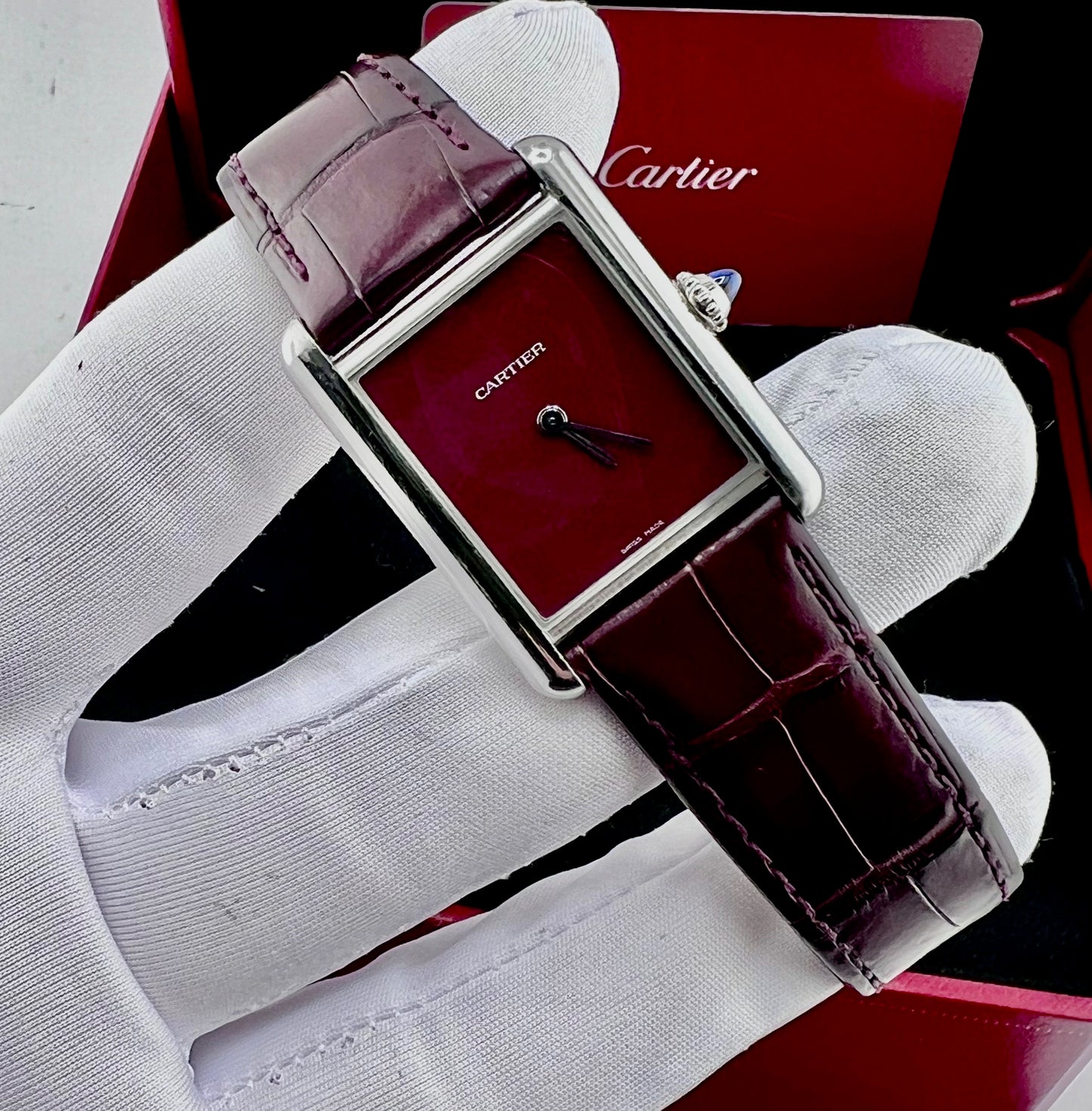 Cartier Tank Must De WSTA0054 Bordeaux Dial 2022 33.7X25.5mm