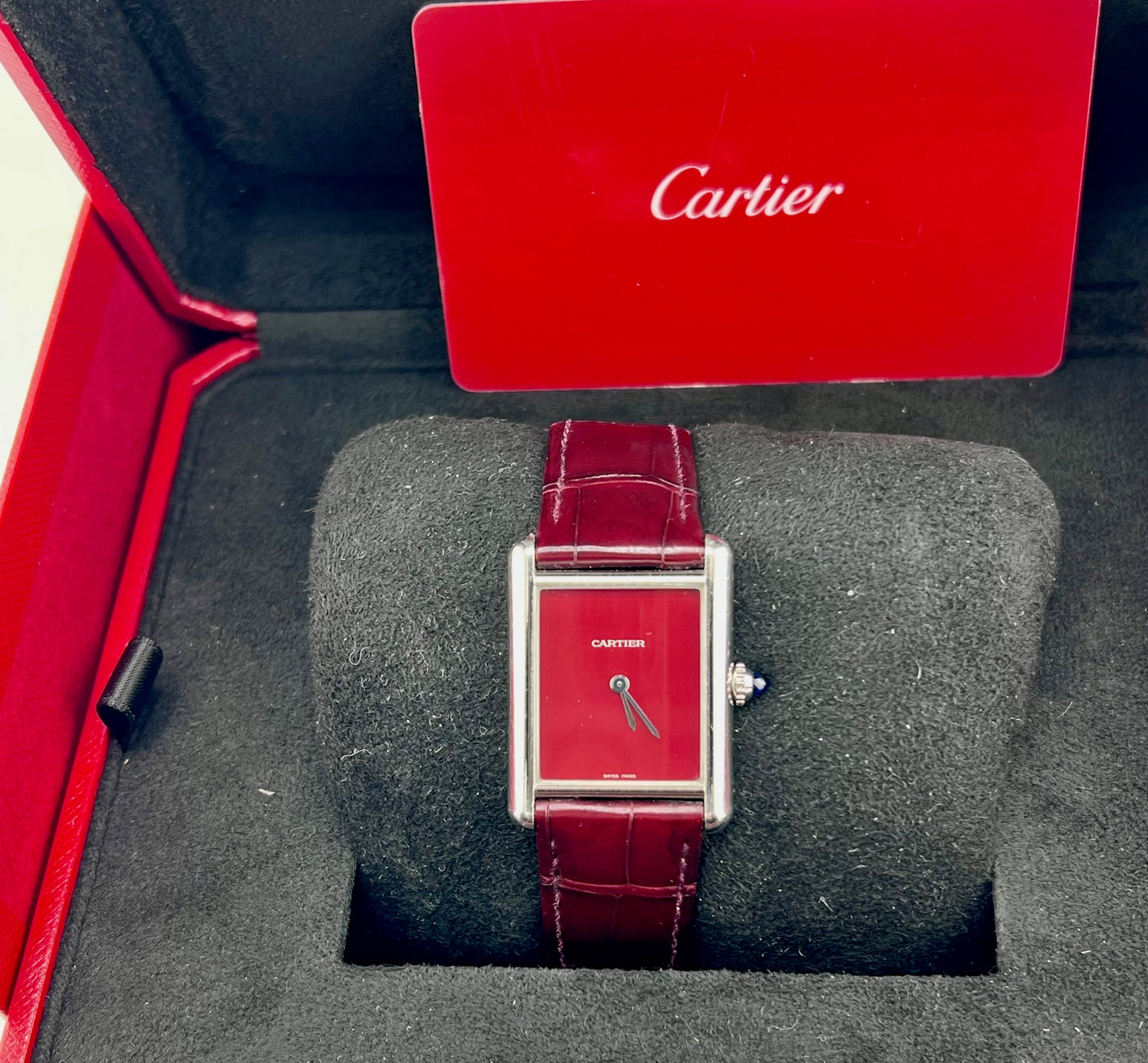 Cartier Tank Must De WSTA0054 Bordeaux Dial 2022 33.7X25.5mm
