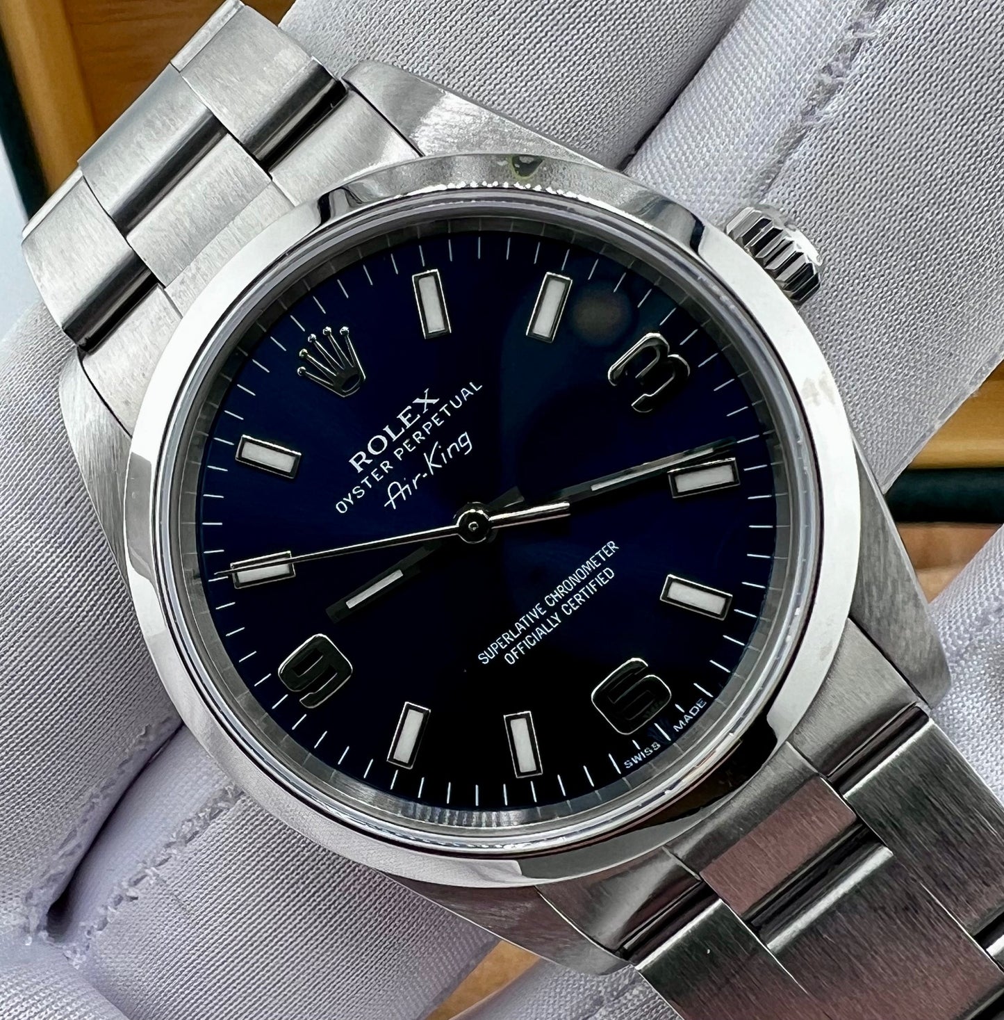 Rolex Air-King 14000 34mm Blue Dial Full Set ITA Service 2023 Rolex