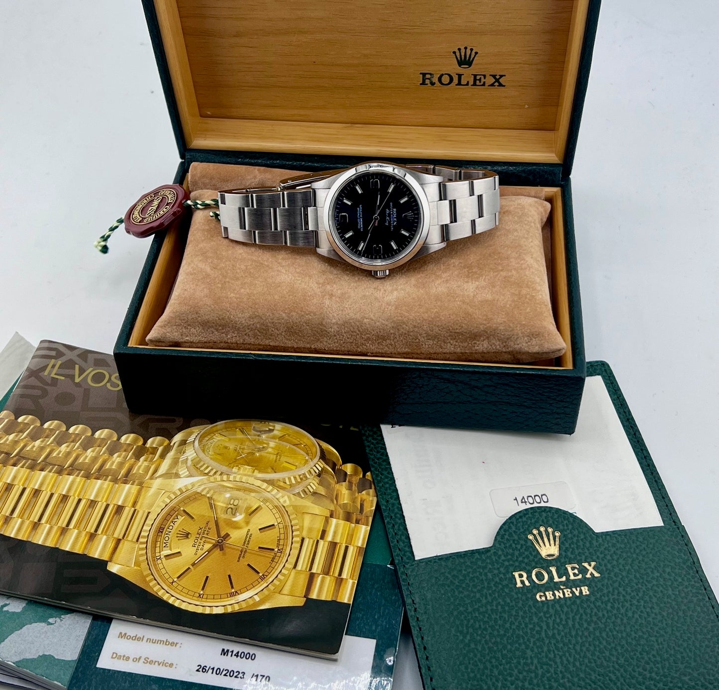 Rolex Air-King 14000 34mm Blue Dial Full Set ITA Service 2023 Rolex