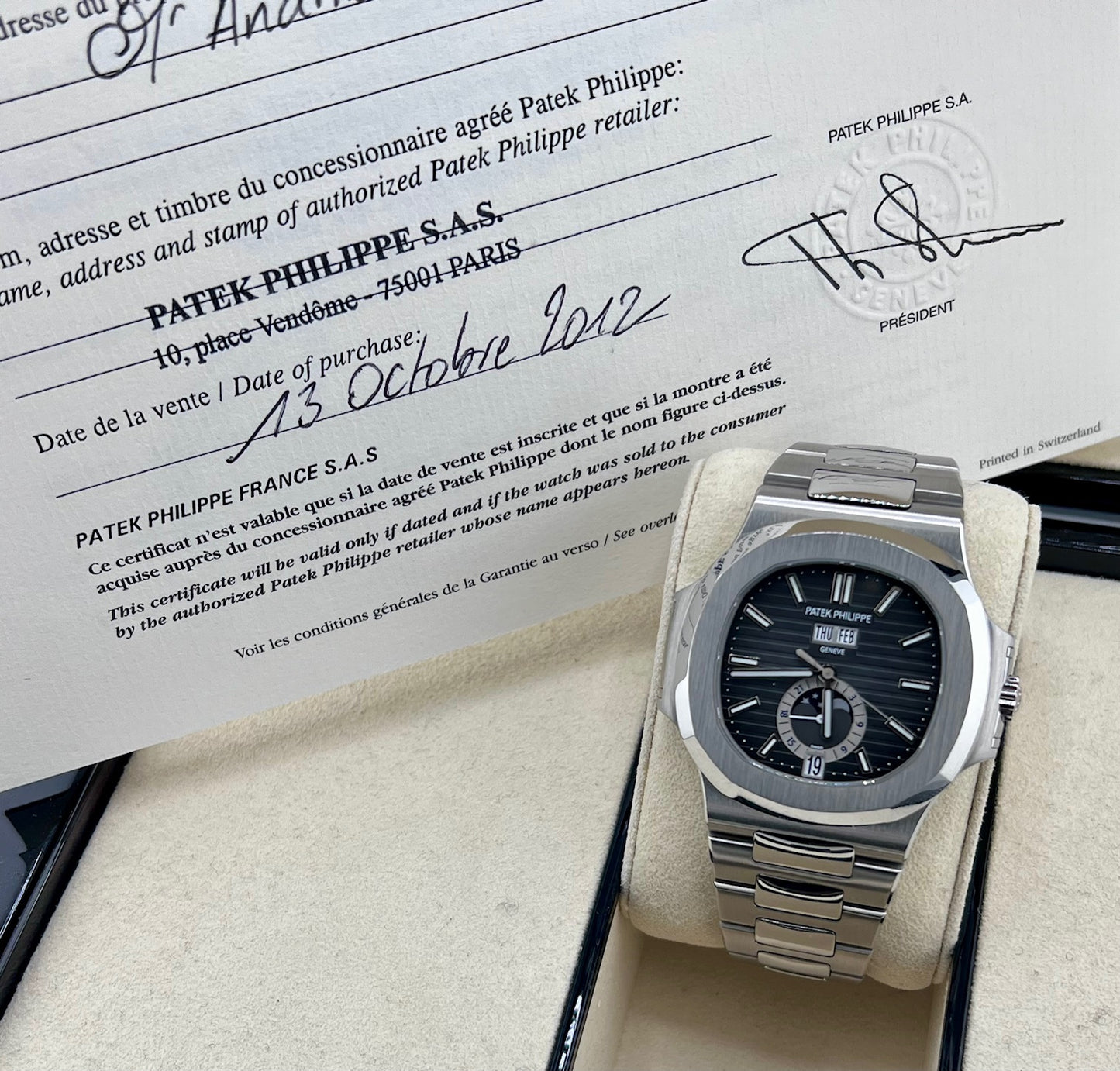 Patek Philippe Nautilus 5726-1A 2012 Grey like new (England)