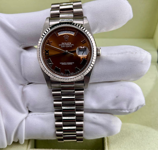 Rolex Day-Date 36mm 18239 White Gold Bronze Dial 1998