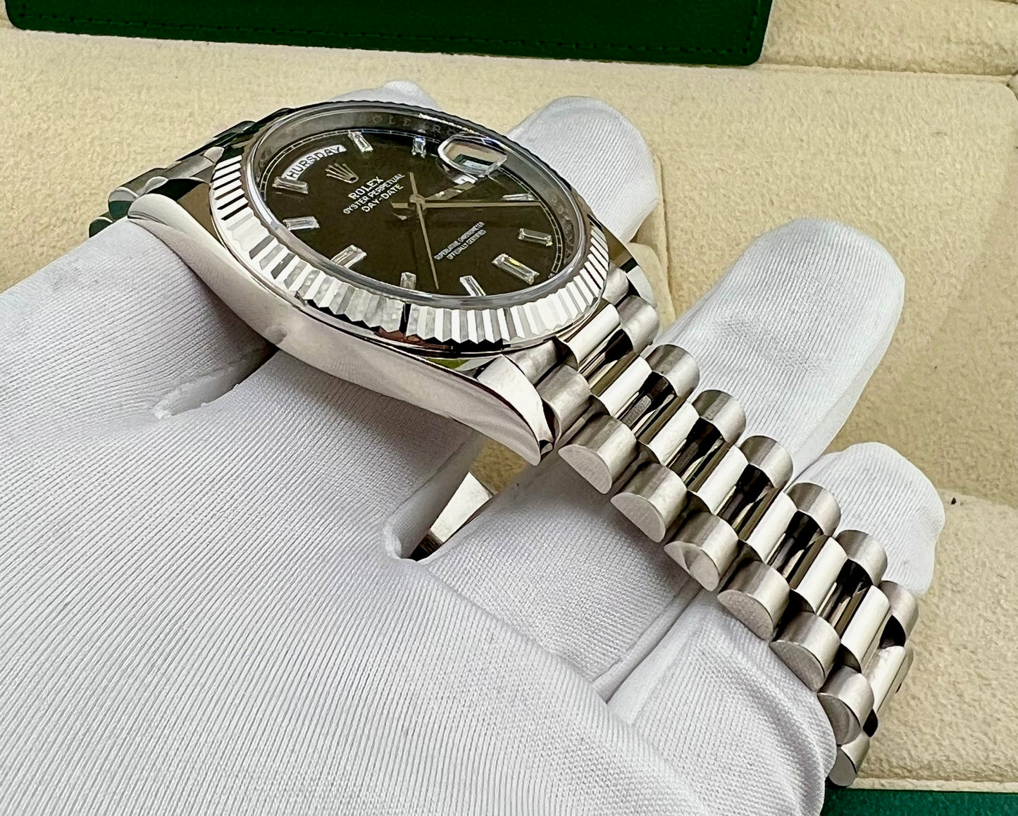 Rolex Day-Date 40mm 228239 Black Dial Baguette Index 2019 Ita