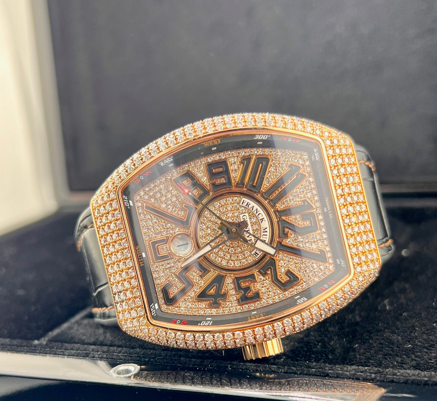Franck Muller V 45 Sc Dt Vanguard rose gold paveè diamond factory limited edition