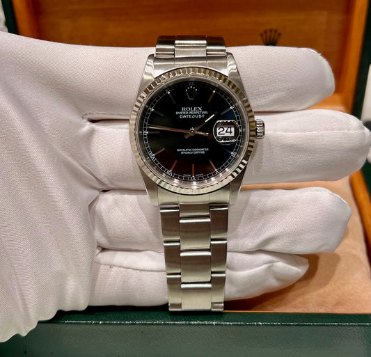 Rolex Datejust 36mm 16234 Black Dial 1998 Box&Paper