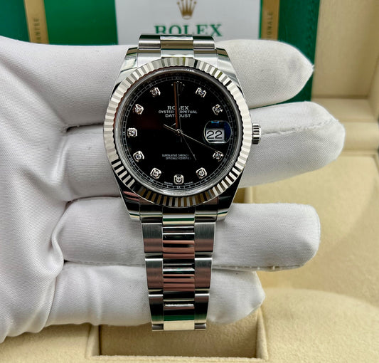 Rolex Datejust 41mm 126334 Black Dial Diamond Index 2019 Oyster
