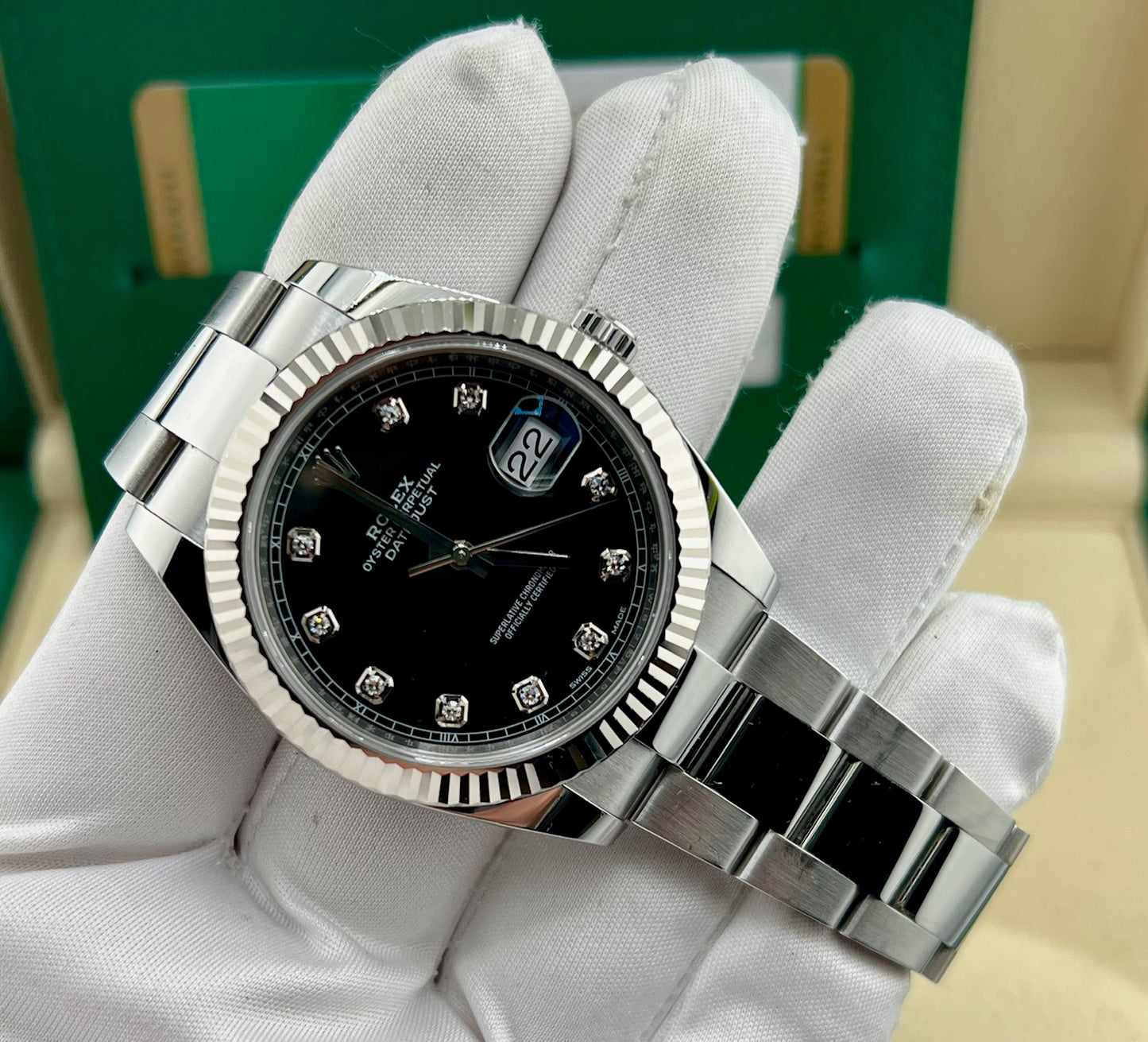 Rolex Datejust 41mm 126334 Black Dial Diamond Index 2019 Oyster