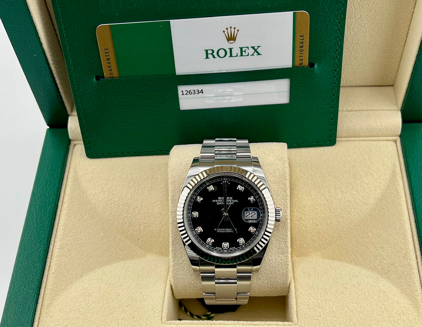 Rolex Datejust 41mm 126334 Black Dial Diamond Index 2019 Oyster