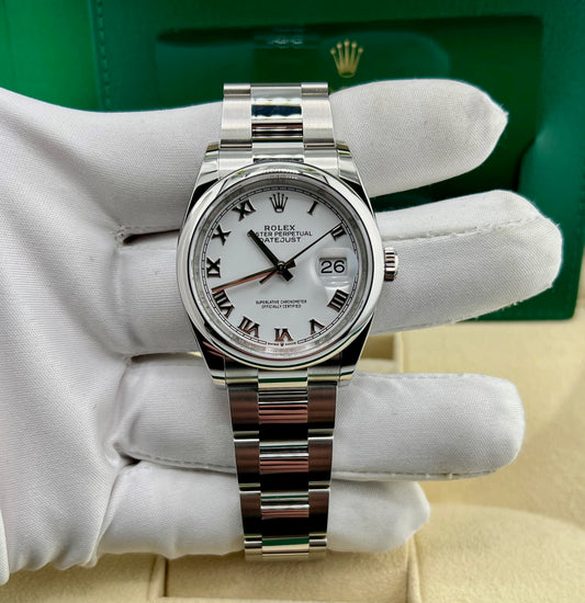 Rolex Datejust 36mm 126200 White Dial Roman Index 2021 Like New