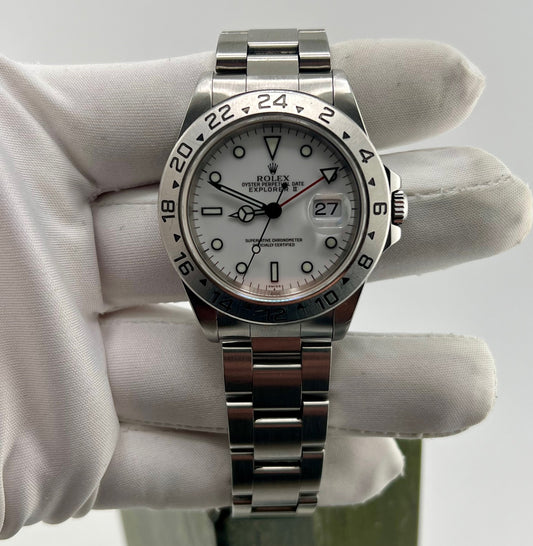 Rolex Explorer II 16570 White Dial ''Swiss'' Only 1999 Paper Rolex No Box