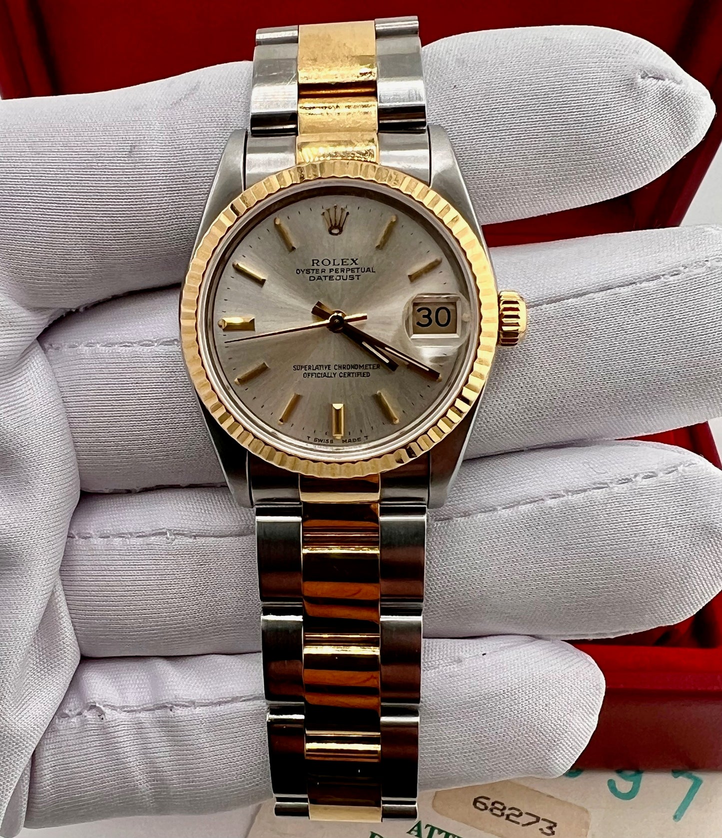 Rolex Datejust 31mm Boy 68273 Silver Dial Oyster 1995 B&P Ita