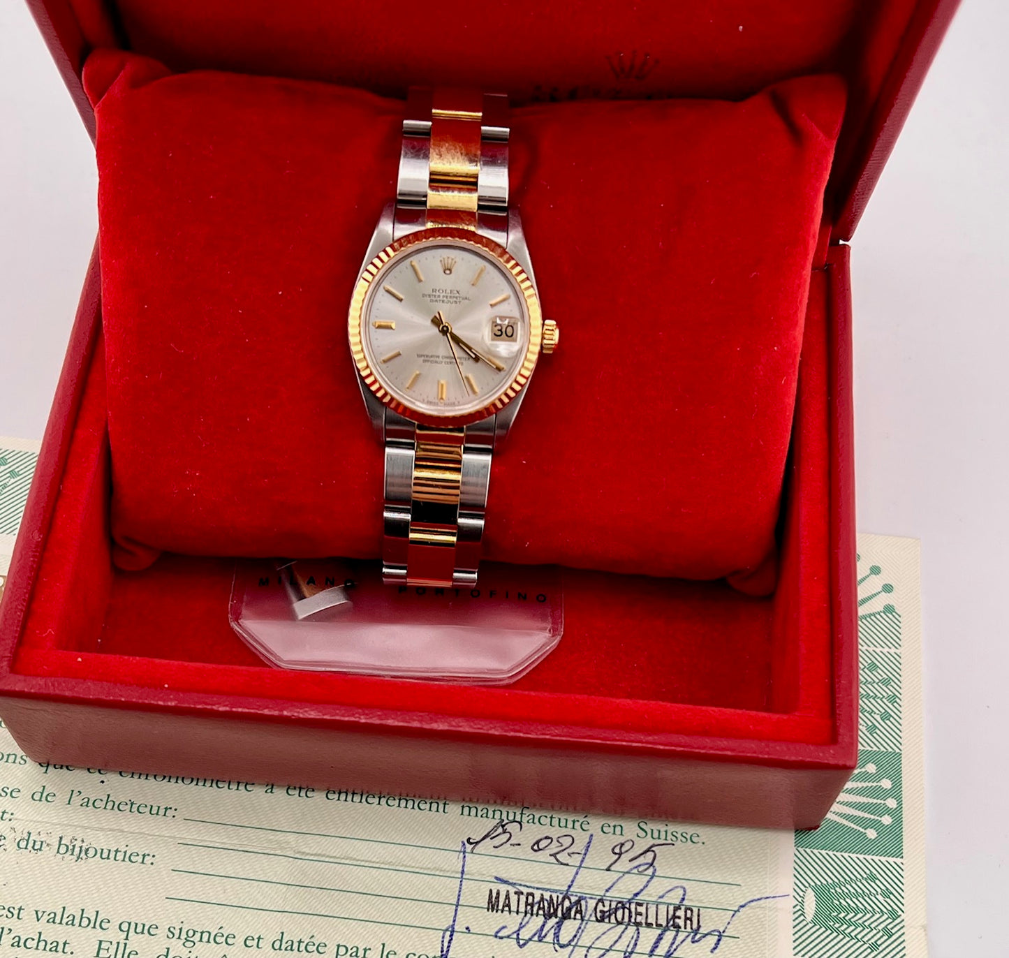 Rolex Datejust 31mm Boy 68273 Silver Dial Oyster 1995 B&P Ita