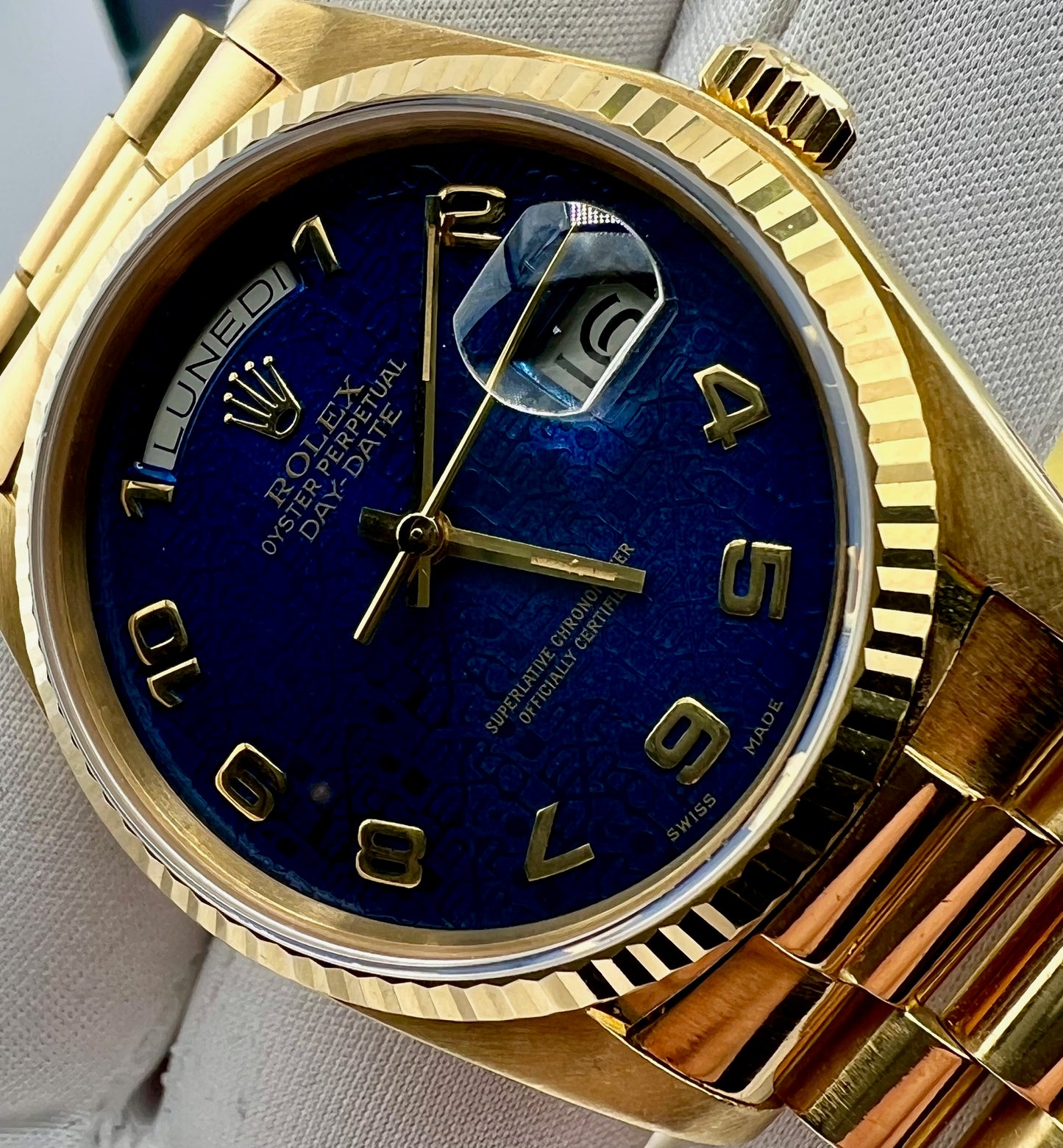 Rolex Day-Date 36mm 18038 ''Computer'' Blue Dial 1978 Box&Paper