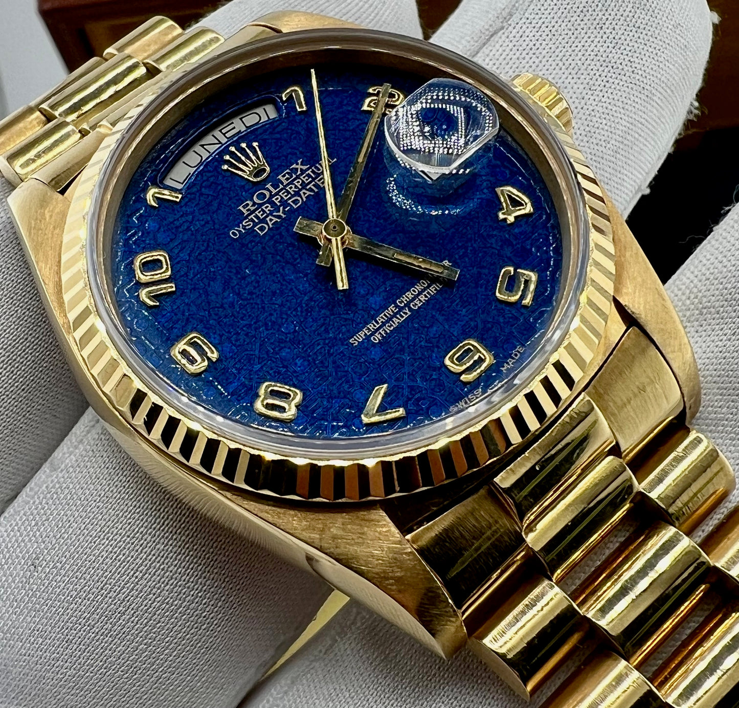 Rolex Day-Date 36mm 18038 ''Computer'' Blue Dial 1978 Box&Paper