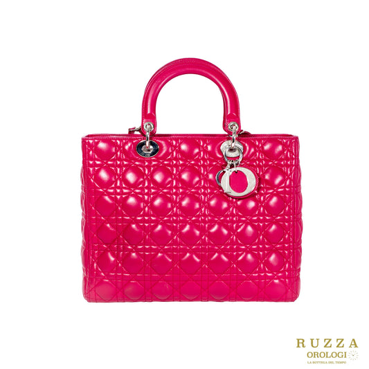 BORSA A TRACOLLA LADY DIOR IN PELLE - ROSA